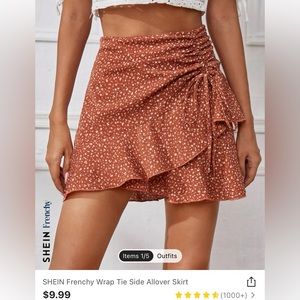 SHEIN Frenchy Wrap Tie Side Allover Skirt